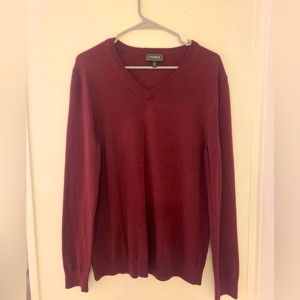 Mens red express wool sweater. Size Medium